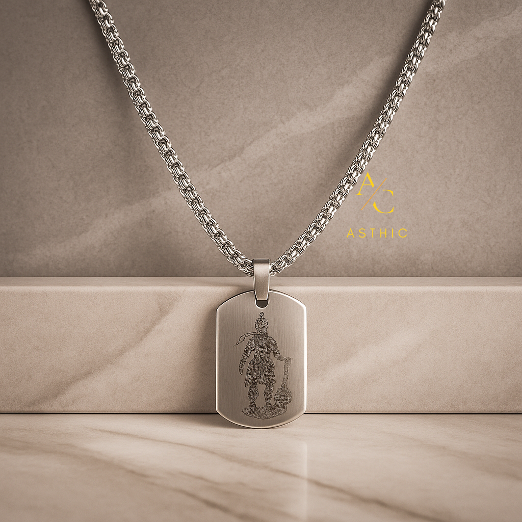 Hanuman Warrior Dog Tag Pendant Necklace