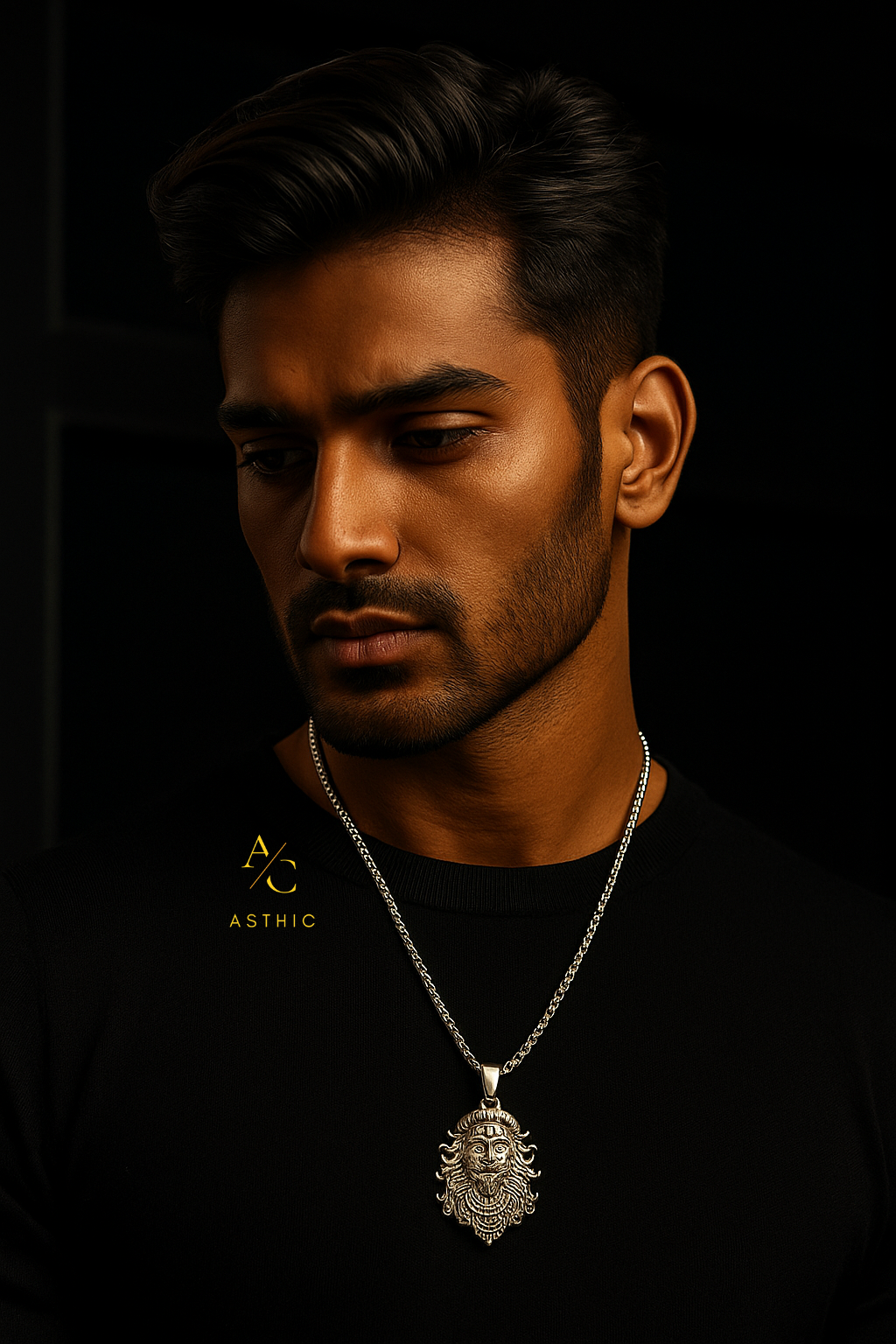 Silver Lord Narasimha Pendant Necklace