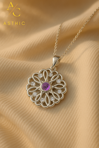 Regal Bloom Amethyst Pendant Necklace